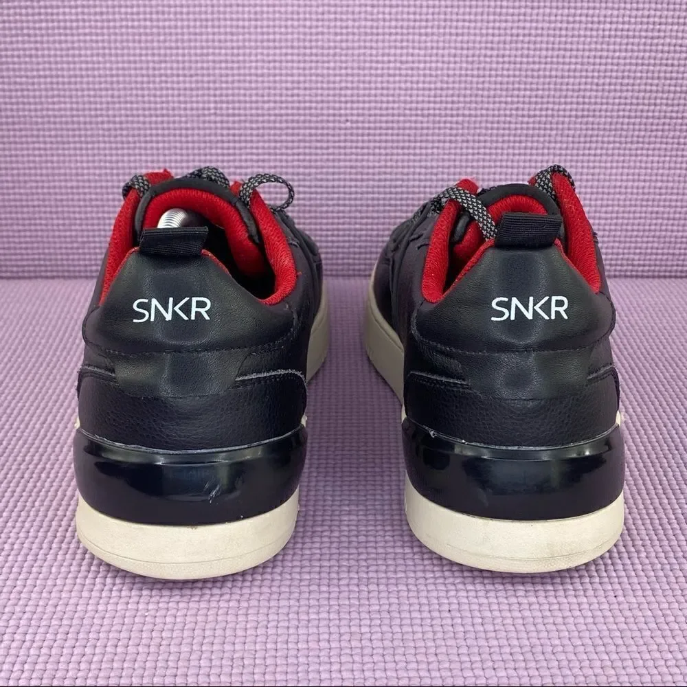 SNKR‎ Project Lafayette Mens Leather Sneakers Size 10.5 Black Red SNKR1815